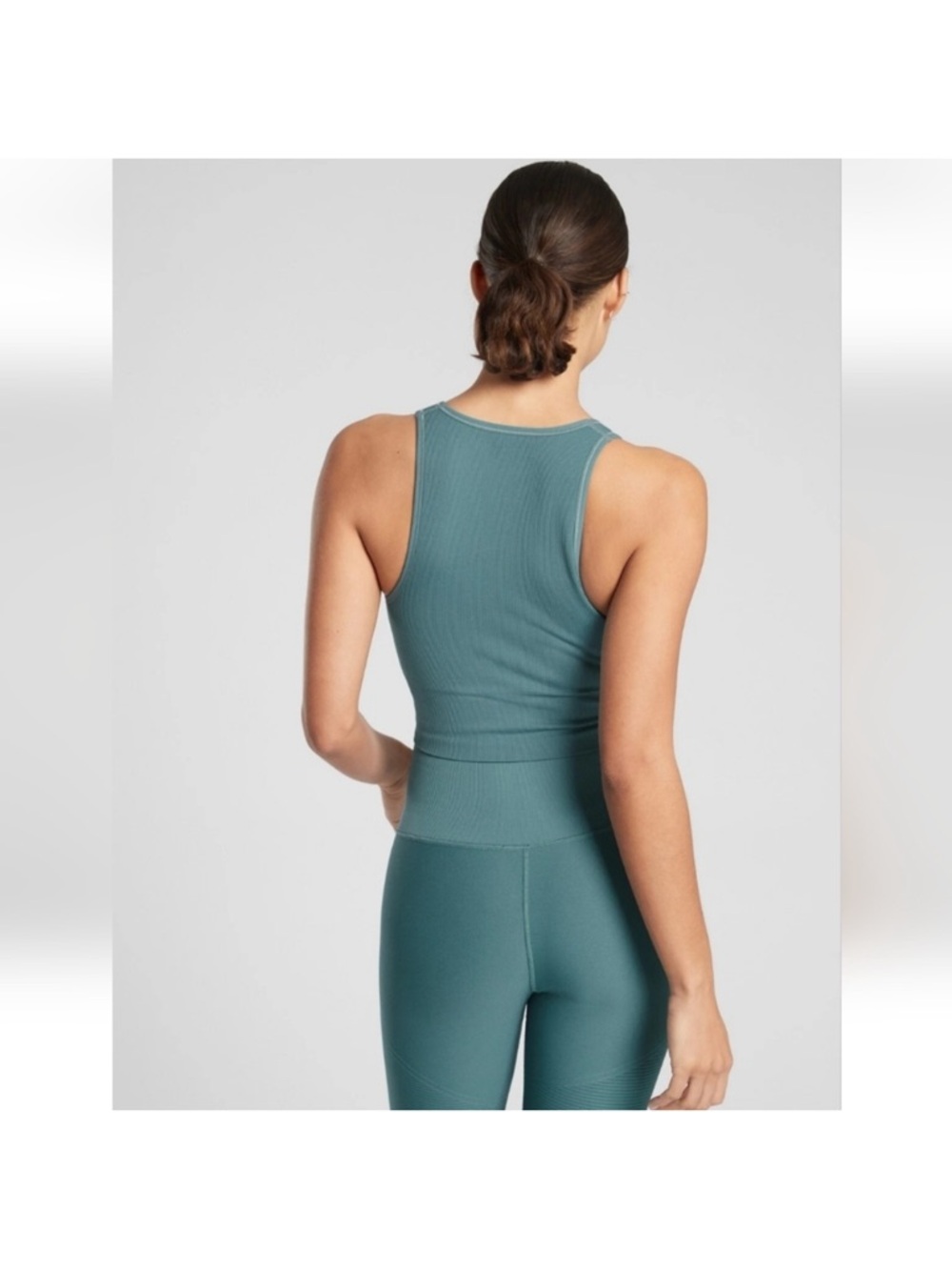 ATHLETA Aurora Ribbed Tank Top - Teal Green Size Medium - Picture 3 of 5